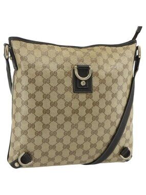 Authentic GUCCI GG Crystal Abbey Bag Coated Canvas Outlet Gold Brown 268642